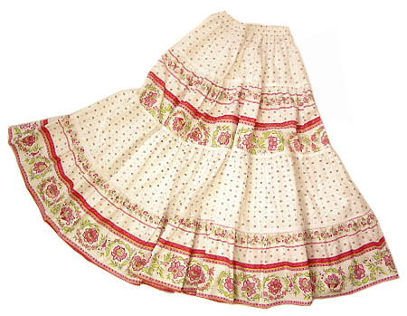 Provence tiered skirt, long (Vence. dragee) - Click Image to Close